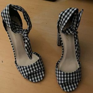 Lulus Covington Black and White Gingham Heels